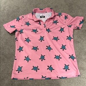 Pink Turtle Print Kids Polo Shirt